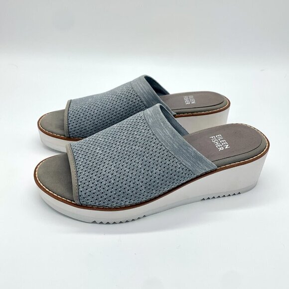 Eileen Fisher Gray Knit Mesh Telly Wedge Sandal 6.5 - Picture 4 of 8